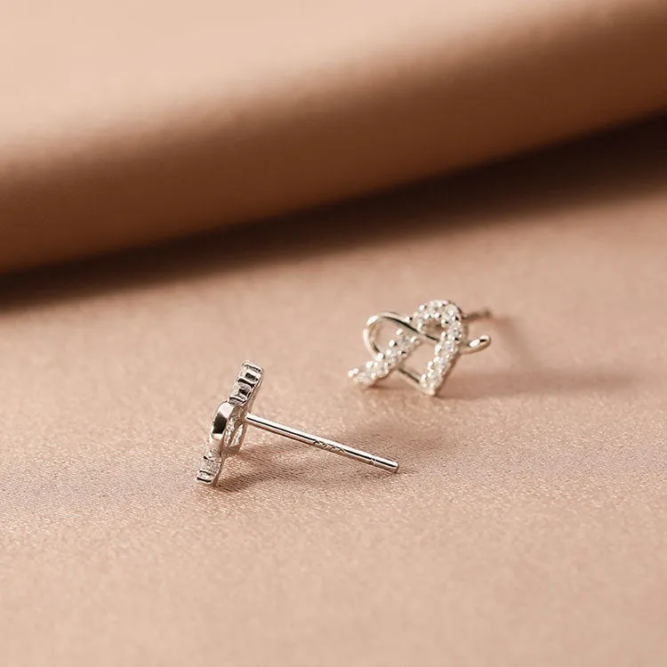 Wholesale 925 Sterling Silver Heart-shaped Zircon Earrings