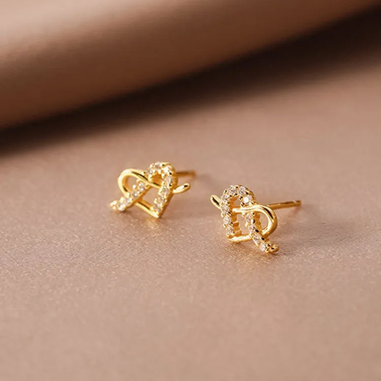 Wholesale 925 Sterling Silver Heart-shaped Zircon Earrings
