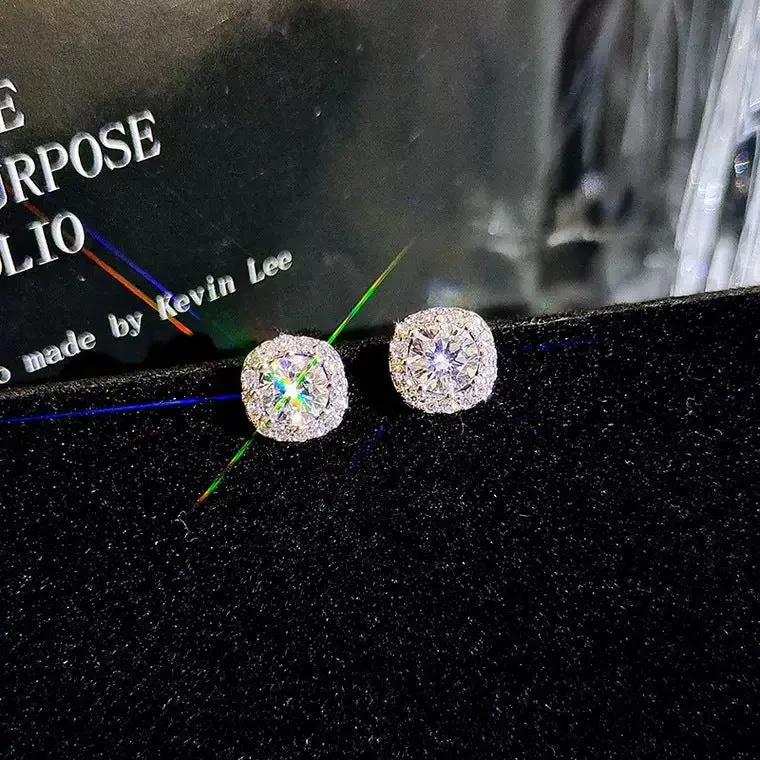 Wholesale 925 Sterling Silver Super Shiny Square Diamond Fashion Earrings