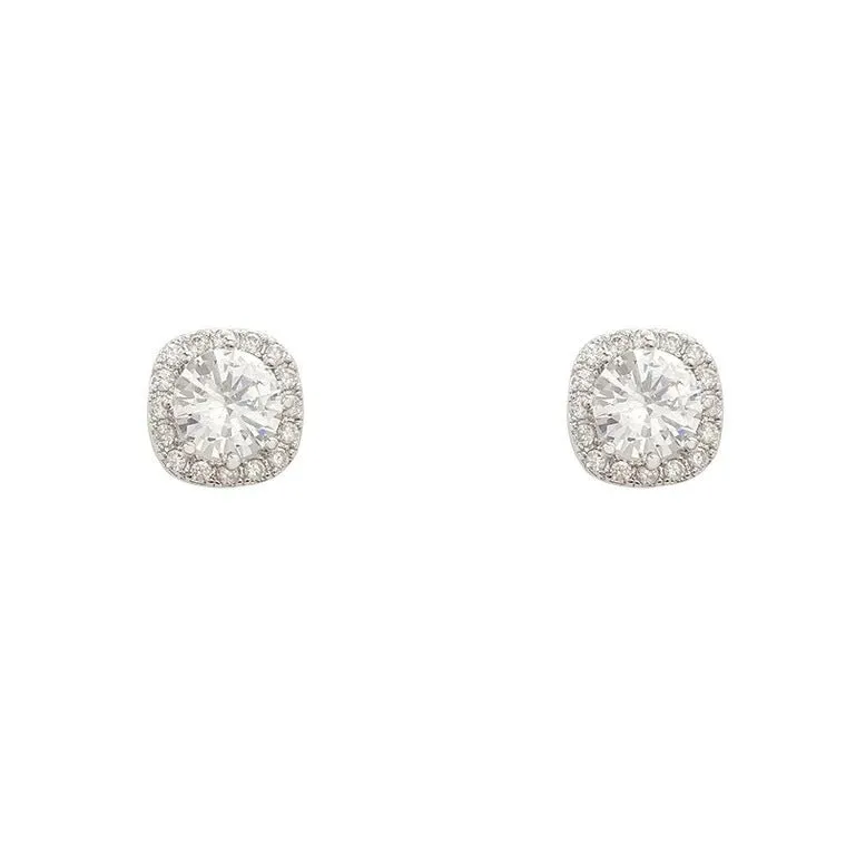 Wholesale 925 Sterling Silver Super Shiny Square Diamond Fashion Earrings