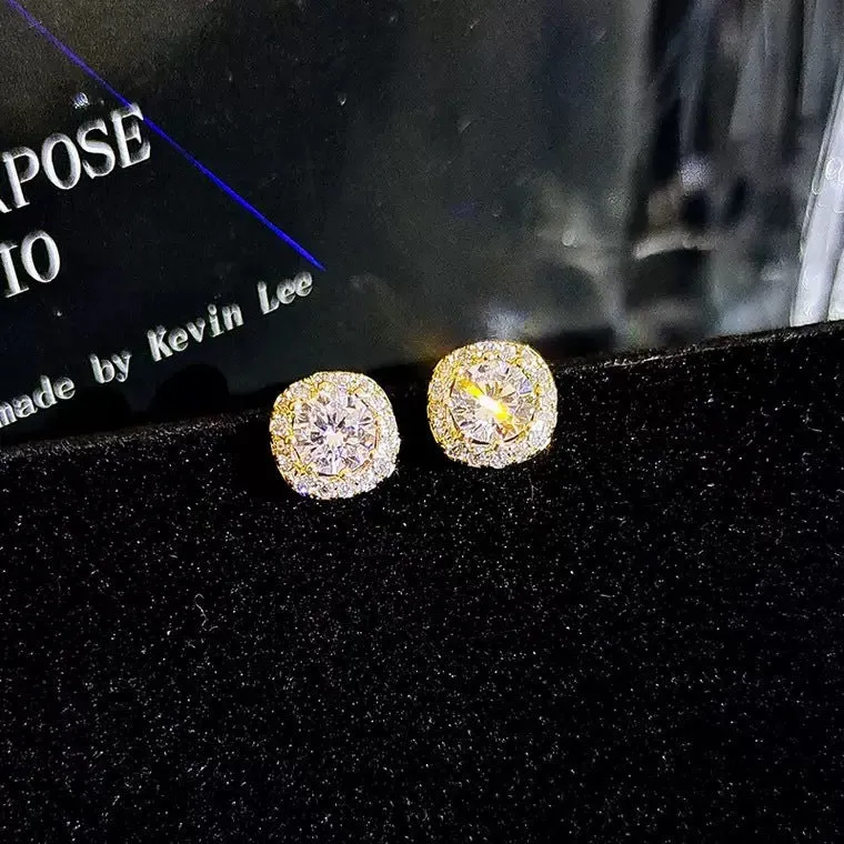 Wholesale 925 Sterling Silver Super Shiny Square Diamond Fashion Earrings