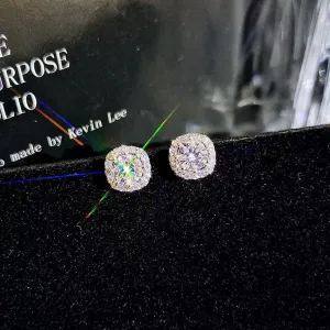 Wholesale 925 Sterling Silver Super Shiny Square Diamond Fashion Earrings
