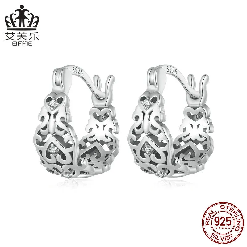 Wholesale 925 Sterling Silver Vintage Pattern Hollow Earrings
