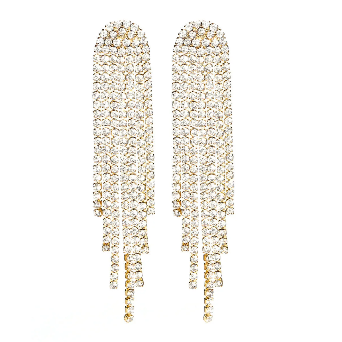 Wholesale AB Rhinestone Long Tassel Earrings