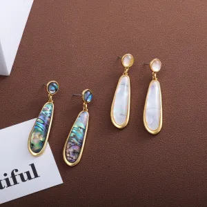 Wholesale Abalone Gold Plated Long Earrings