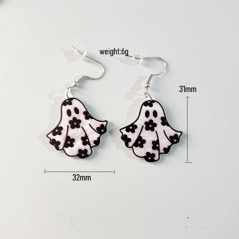 Wholesale Acrylic Cute Halloween Flower Pumpkin Bee Ghost Earrings