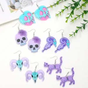 Wholesale Acrylic Devil Skeleton Color Kitten Earrings