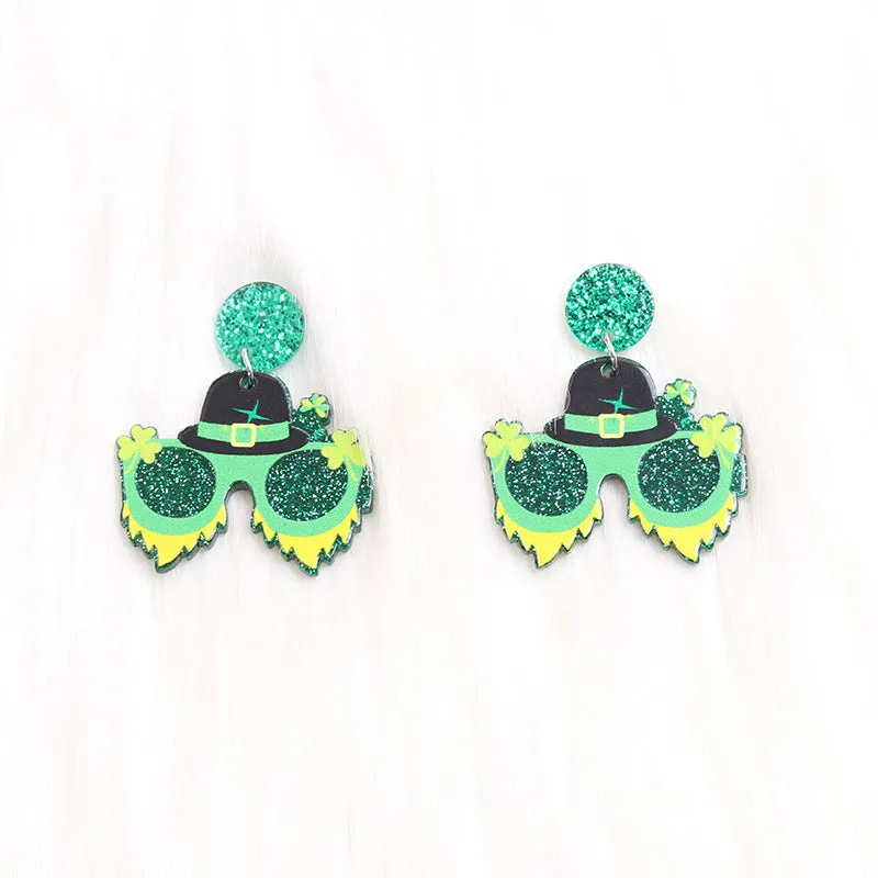 Wholesale Acrylic Earrings St. Patrick's Beer Festival Sunglasses Element Earrings