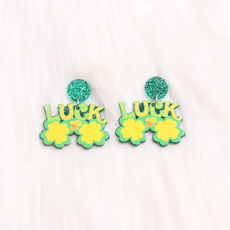 Wholesale Acrylic Earrings St. Patrick's Beer Festival Sunglasses Element Earrings