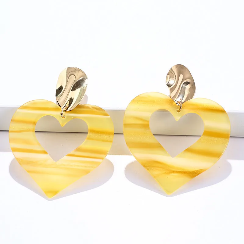 Wholesale Acrylic Heart Gradient Earrings