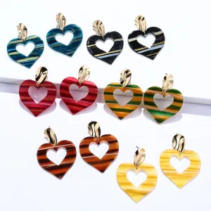 Wholesale Acrylic Heart Gradient Earrings