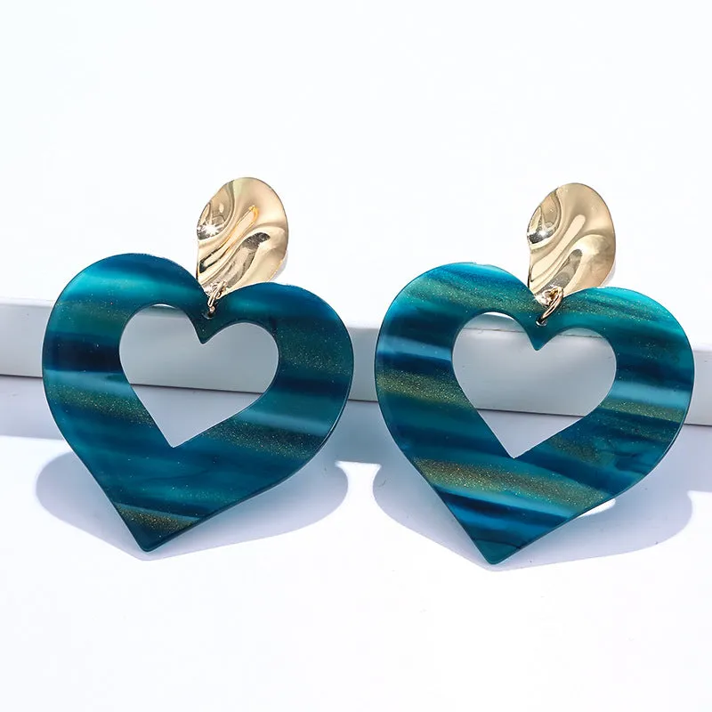 Wholesale Acrylic Heart Gradient Earrings