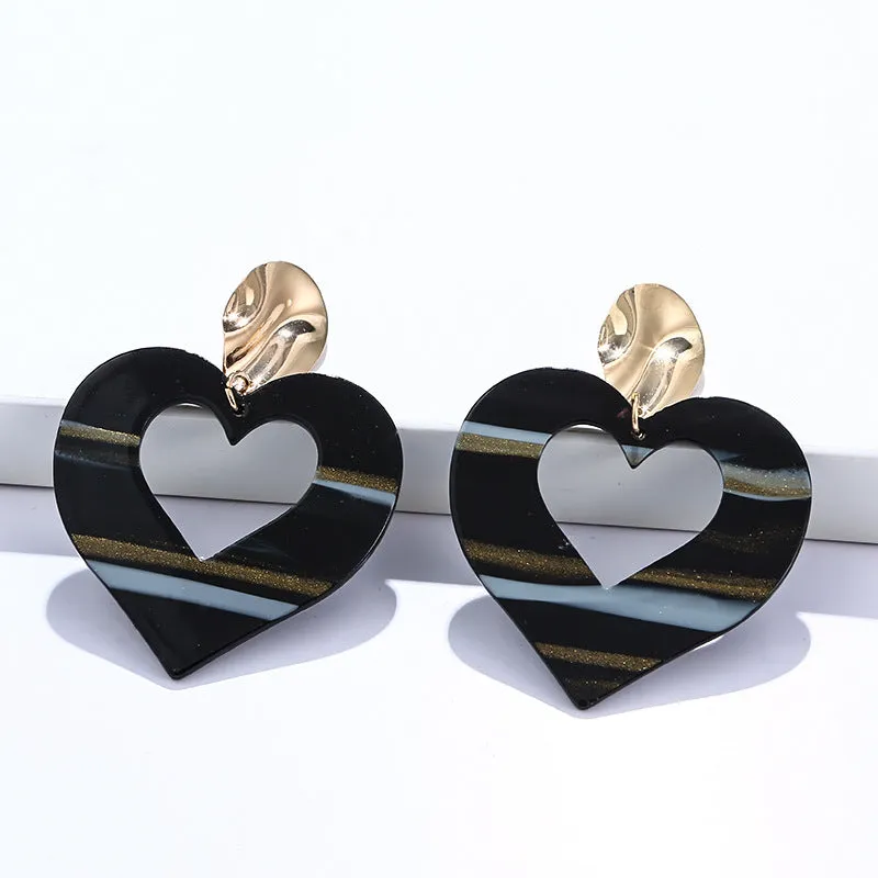 Wholesale Acrylic Heart Gradient Earrings
