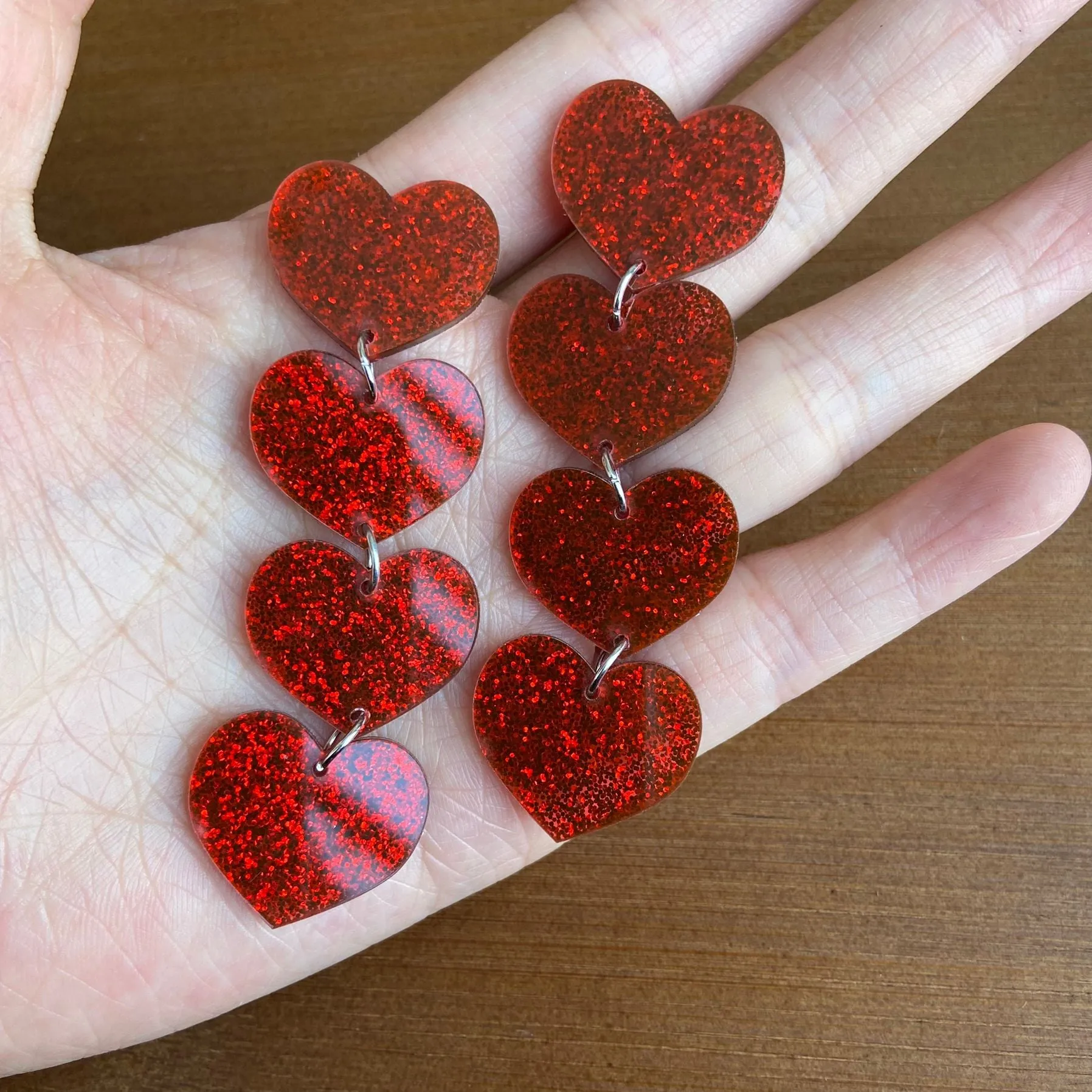 Wholesale Acrylic laser colorful heart earrings