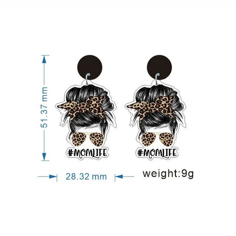 Wholesale Acrylic Mom Rainbow Earrings