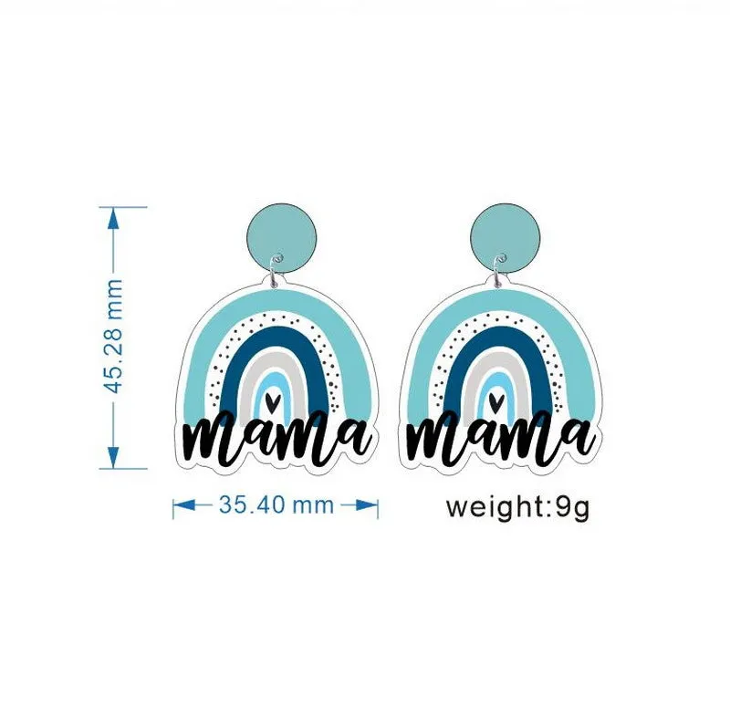 Wholesale Acrylic Mom Rainbow Earrings