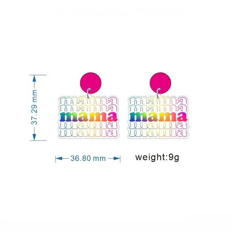 Wholesale Acrylic Mom Rainbow Earrings