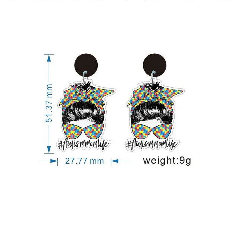 Wholesale Acrylic Mom Rainbow Earrings