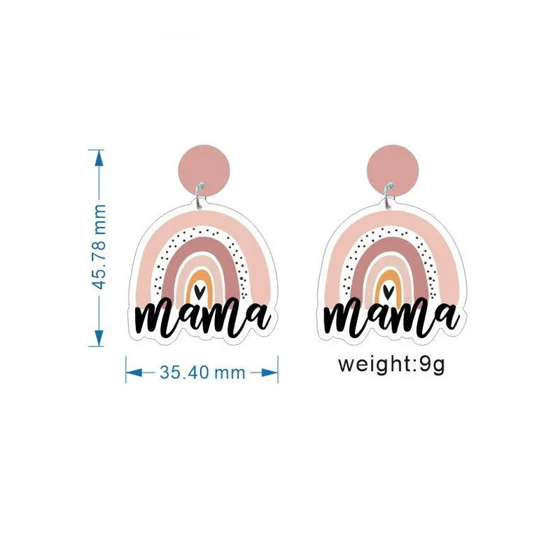 Wholesale Acrylic Mom Rainbow Earrings