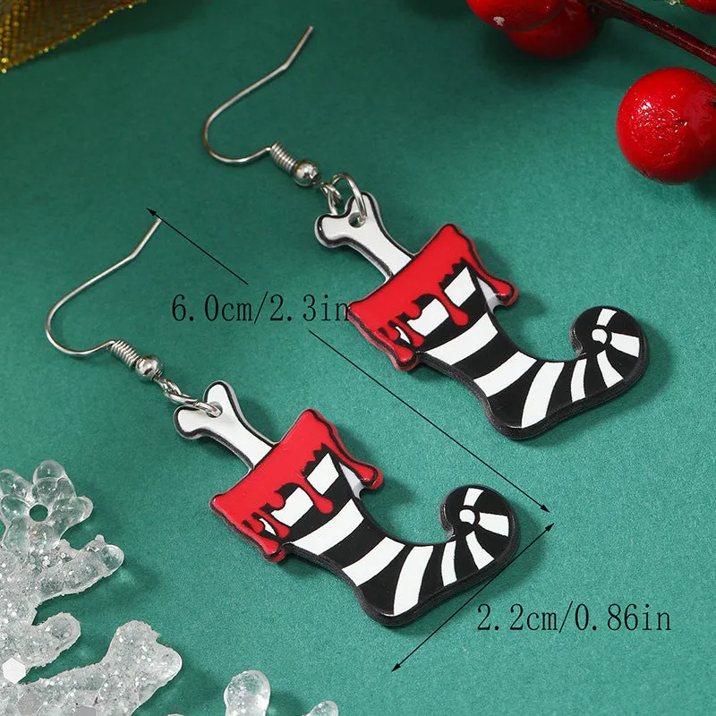 Wholesale Acrylic Reversible Vintage Fashion Halloween Socks Black Cat Earrings
