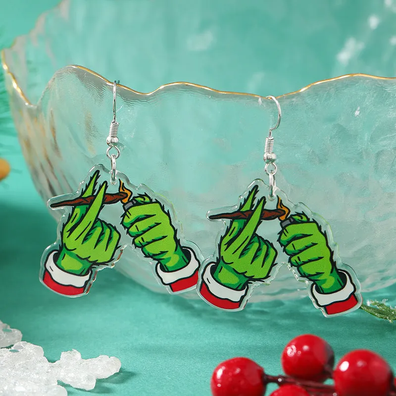 Wholesale Acrylic Reversible Vintage Fashion Halloween Socks Black Cat Earrings