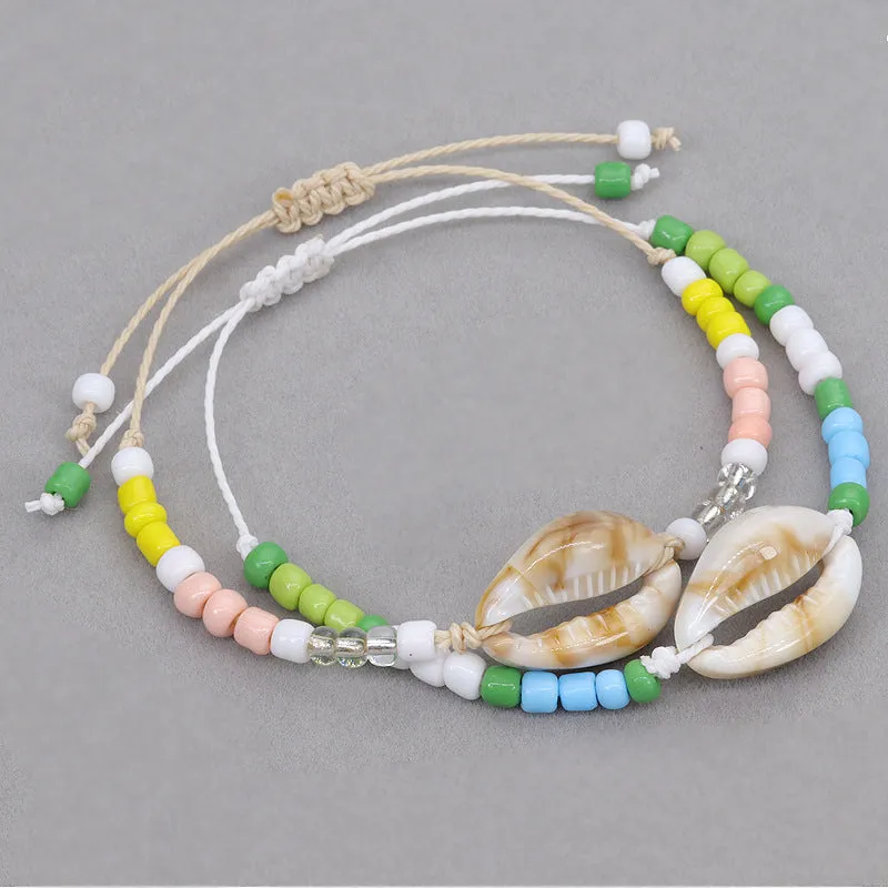 Wholesale Acrylic Seashell Colorful Rice Beads Woven Bracelet