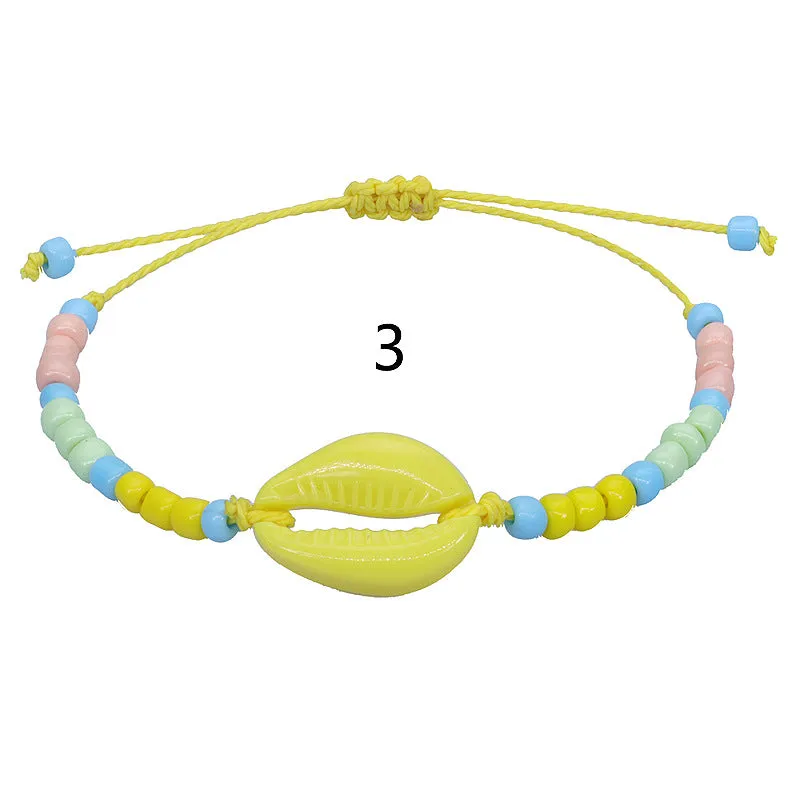 Wholesale Acrylic Seashell Colorful Rice Beads Woven Bracelet