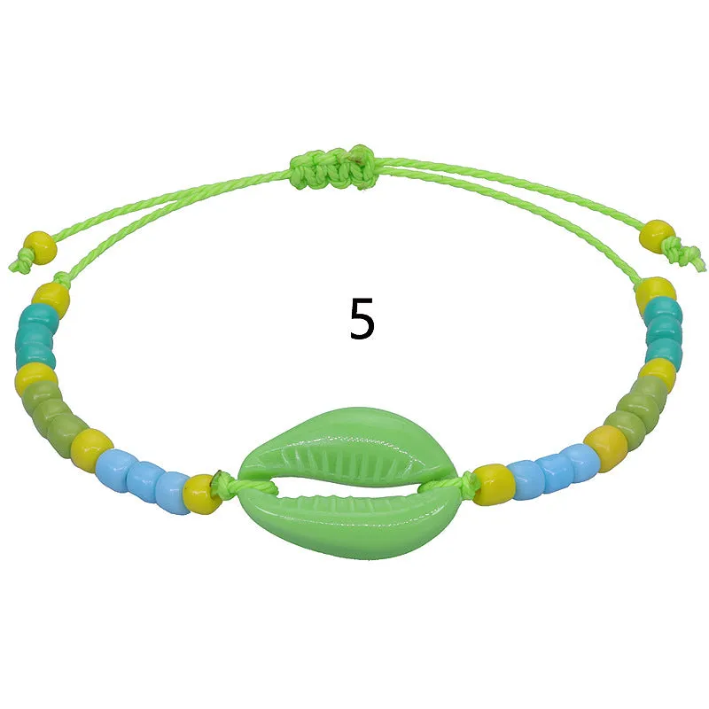 Wholesale Acrylic Seashell Colorful Rice Beads Woven Bracelet