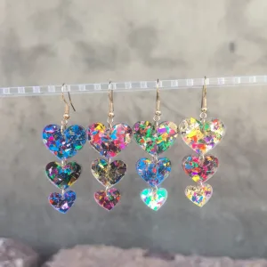 Wholesale Acrylic sequin asymmetrical heart-shaped triple personality simple retro earrings