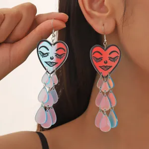 Wholesale Acrylic Valentine's Day Crying Water Drop Love Earrings