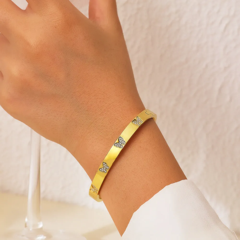 Wholesale All-match Fashion Diamond Butterfly Titanium Steel Bracelet