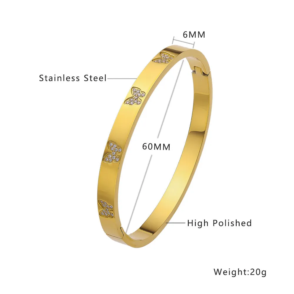 Wholesale All-match Fashion Diamond Butterfly Titanium Steel Bracelet