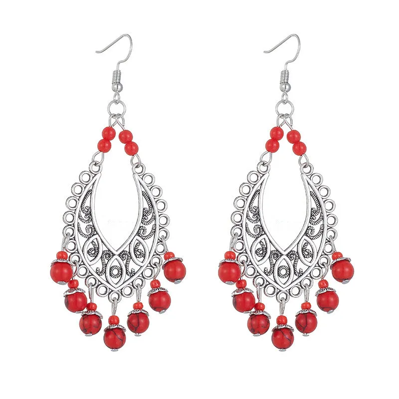 Wholesale All-match Vintage Turquoise Tassel Earrings