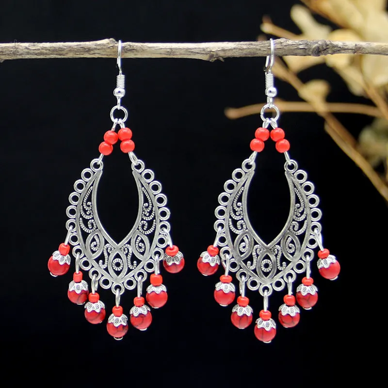 Wholesale All-match Vintage Turquoise Tassel Earrings