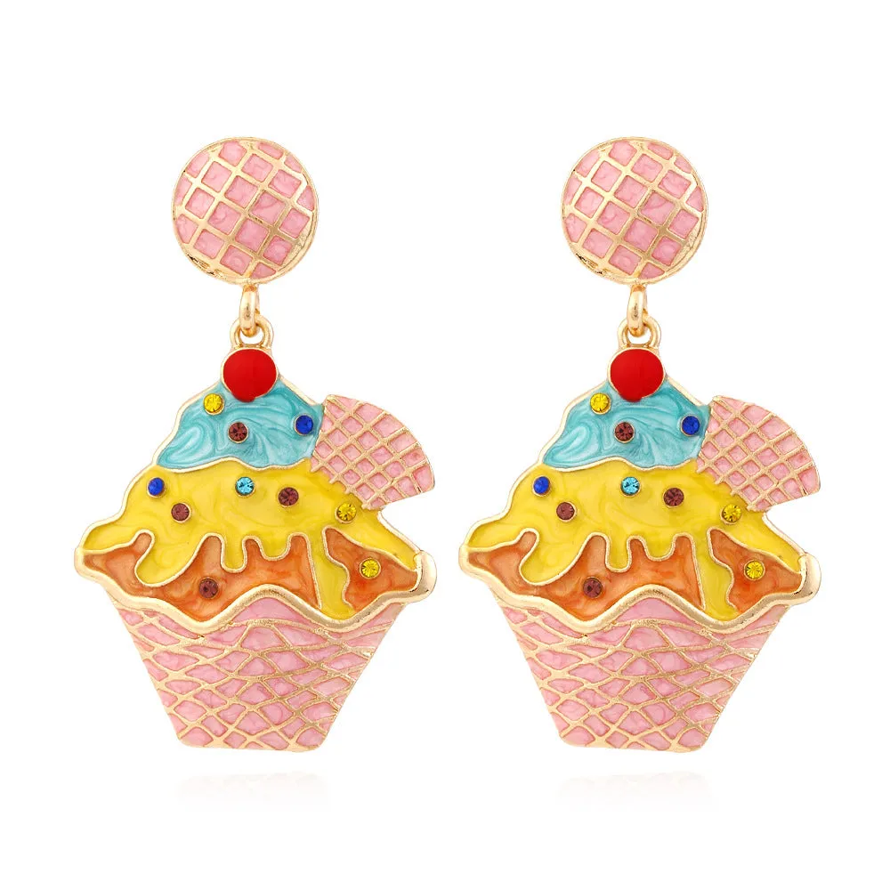 Wholesale Alloy Diamond Cake Earrings