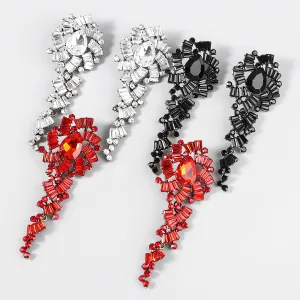 Wholesale Alloy Diamond Inlaid Acrylic Flower Long Earrings