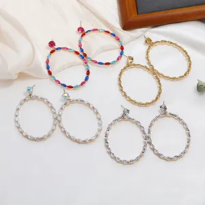 Wholesale Alloy Diamond Oval Drop Earrings