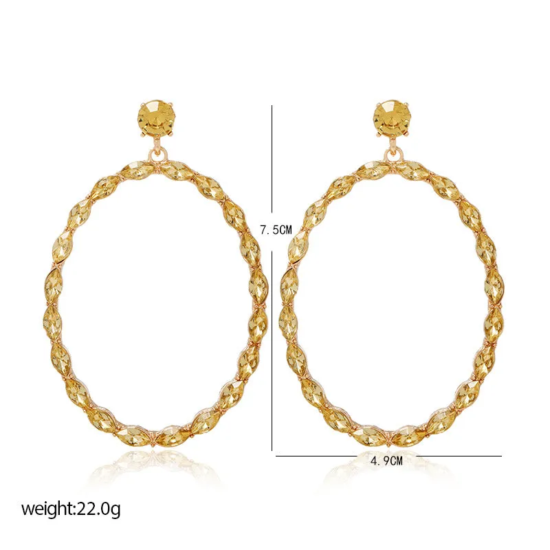 Wholesale Alloy Diamond Oval Drop Earrings