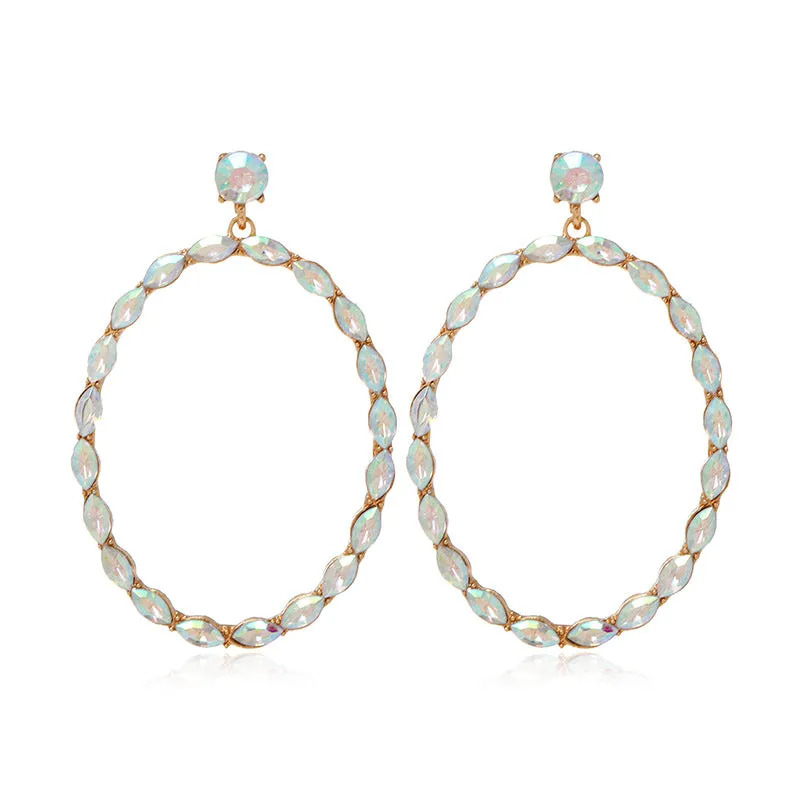 Wholesale Alloy Diamond Oval Drop Earrings