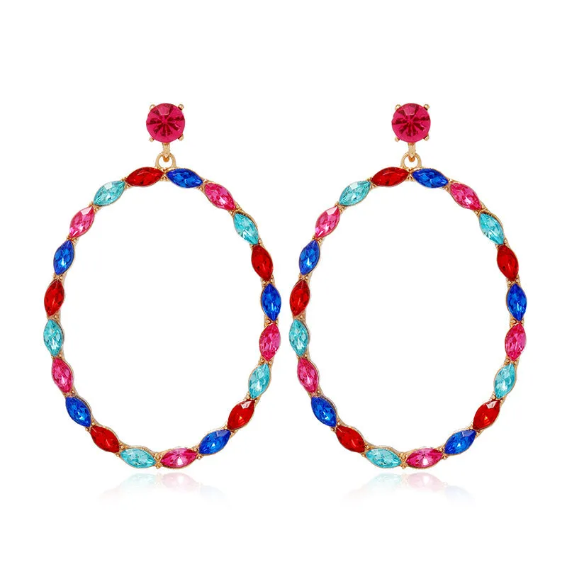 Wholesale Alloy Diamond Oval Drop Earrings