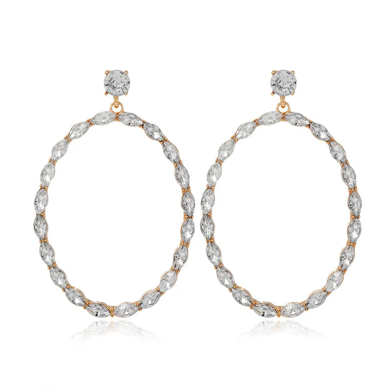 Wholesale Alloy Diamond Oval Drop Earrings