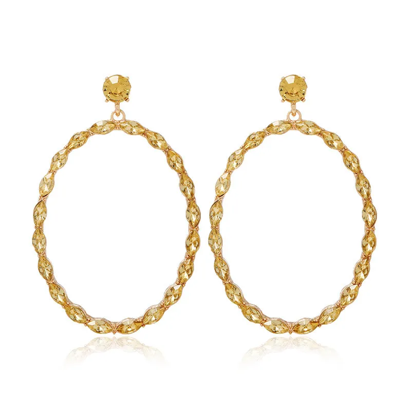 Wholesale Alloy Diamond Oval Drop Earrings