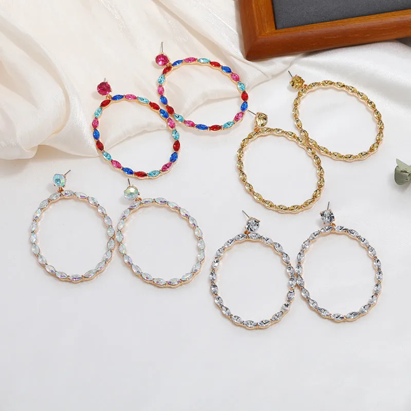Wholesale Alloy Diamond Oval Drop Earrings