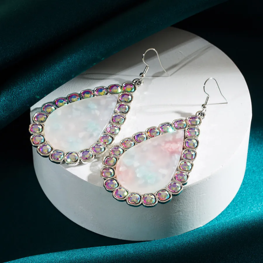 Wholesale Alloy Diamond Resin Pendant Earrings