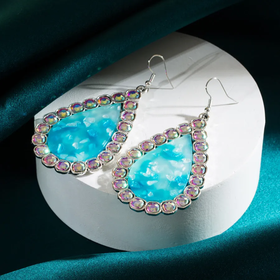 Wholesale Alloy Diamond Resin Pendant Earrings