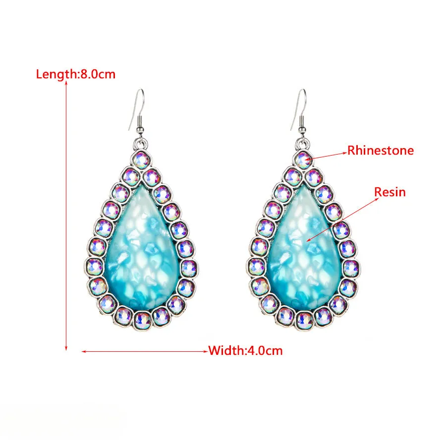 Wholesale Alloy Diamond Resin Pendant Earrings