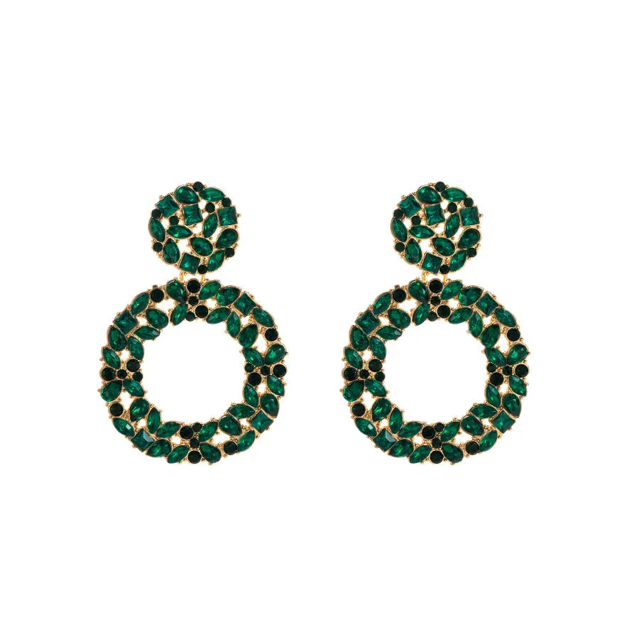 Wholesale Alloy Diamond Round Full Diamond Earrings