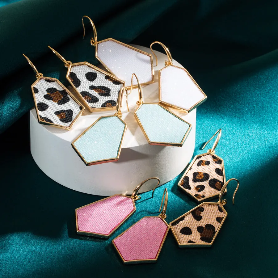 Wholesale Alloy Diamond Super Flash Leather Earrings