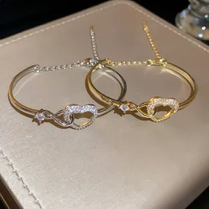 Wholesale Alloy Diamond Zircon Love Hollow Bracelet