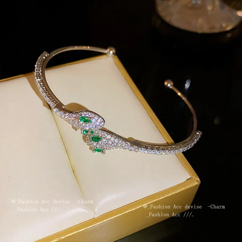 Wholesale Alloy Diamond Zircon Snake Open Bracelet